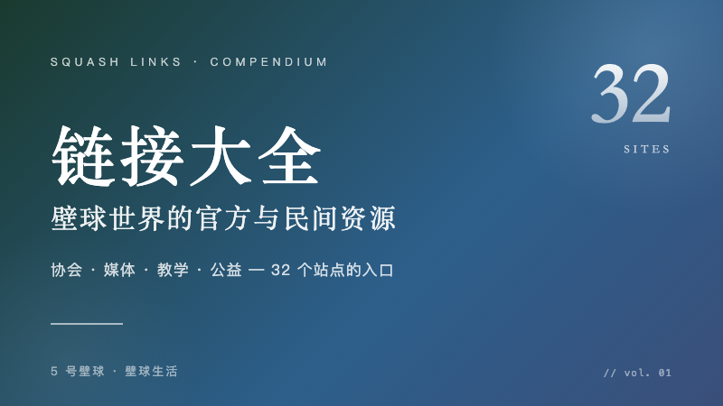 壁球链接大全:32 个站点速查 — 协会、媒体、教学、公益