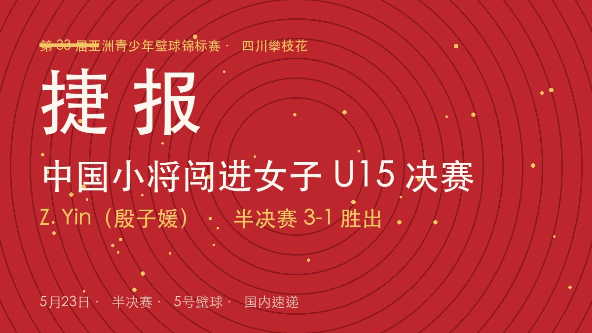 Z. Yin 晋级亚青赛女子 U15 决赛