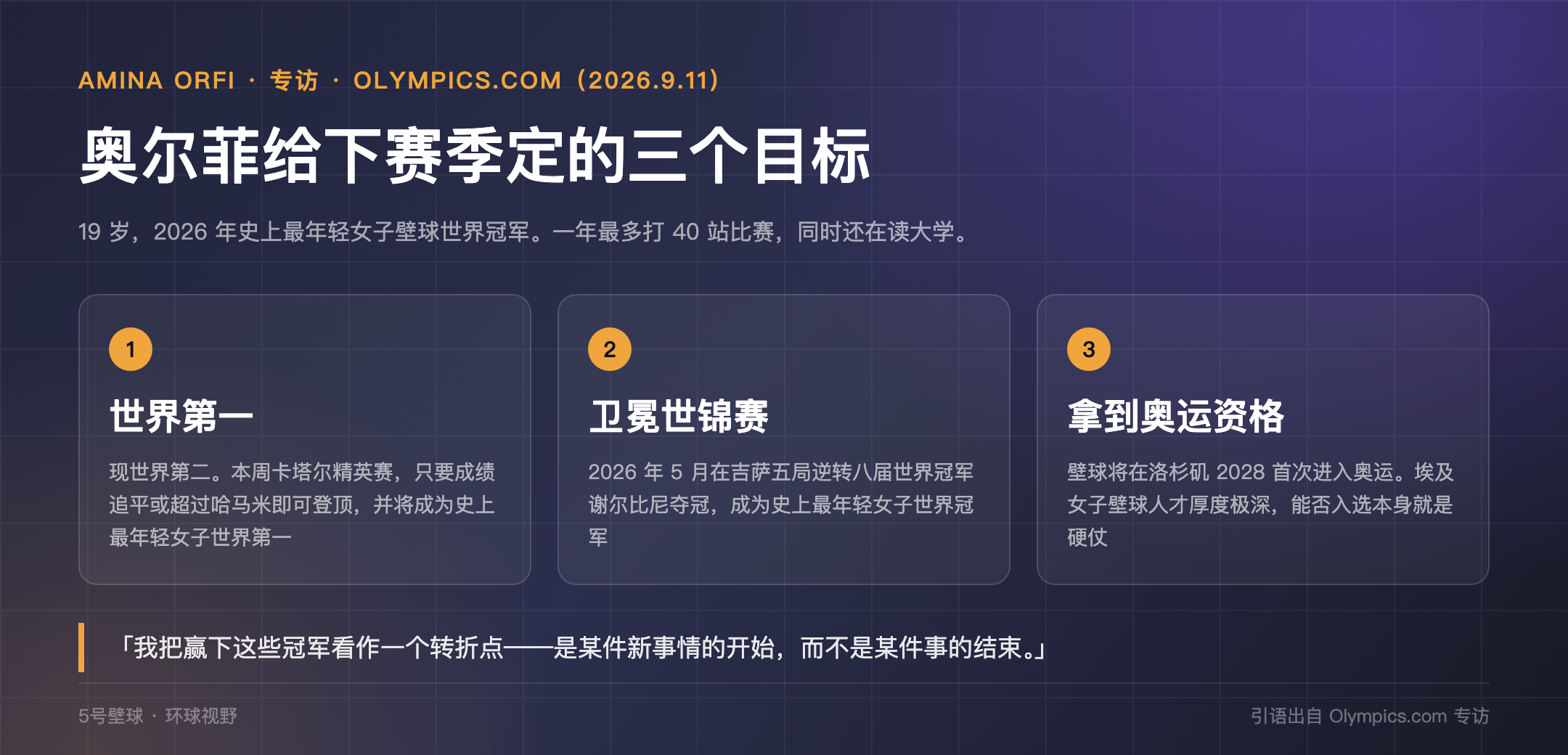 奥尔菲给下赛季定的三个目标