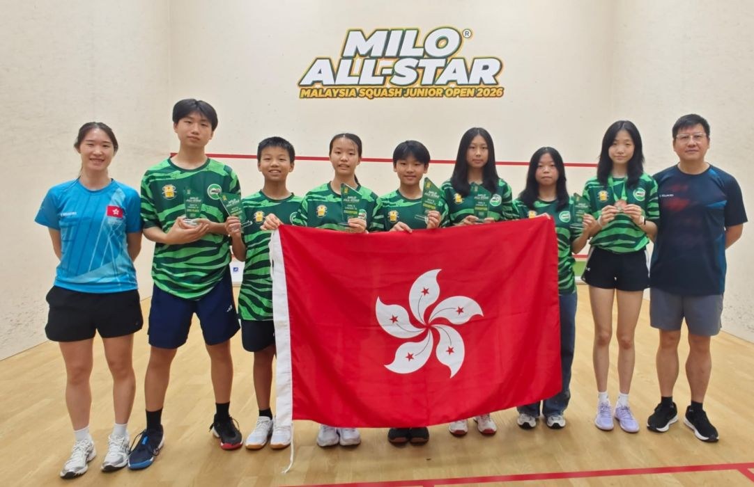 中国香港青少年壁球队在 Milo All Star Malaysia Squash Junior Open 2026